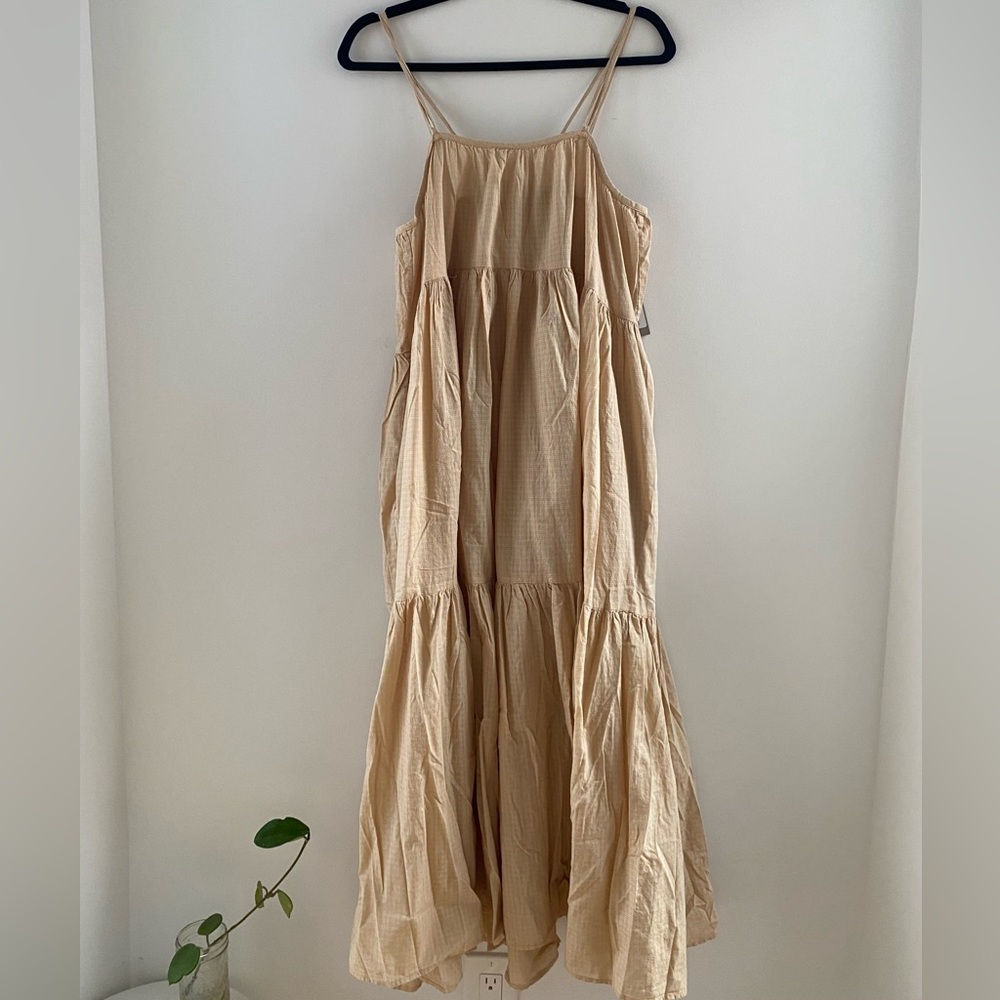 NWT Everlane The Billow Tiered Maxi Dress in orange check